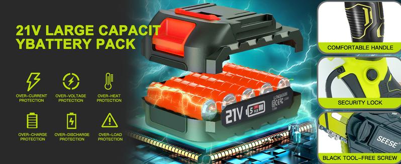 SEESE Brushless Mini Chainsaw – 6″ Cordless Pruning Saw