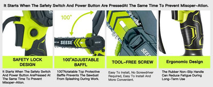 SEESE Brushless Mini Chainsaw – 6″ Cordless Pruning Saw